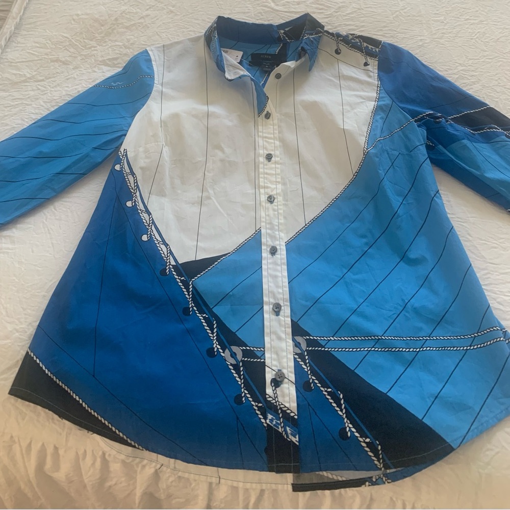 JCrew nautical print blouse, NWT, size 8 slim